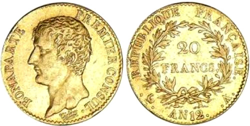 20 Francs or An 12 Bonaparte Premier Consul